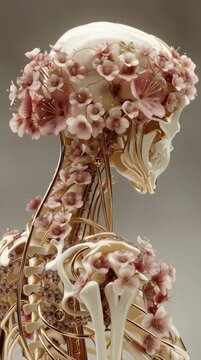 Sculptural Bone Figure with Flowers