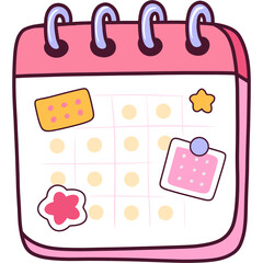 A Cute Pink Calendar with Colorful Stickers