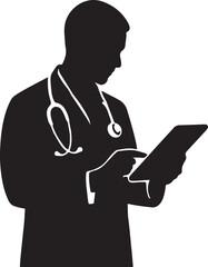 Medical practitioner silhouette utilizing technology for patient care and diagnostics