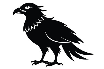 buzzard silhouette line art vector illustration with a white background