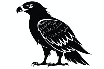 buzzard silhouette line art vector illustration with a white background