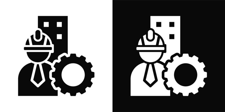 Civil Engineering Icon White And Black Background Style