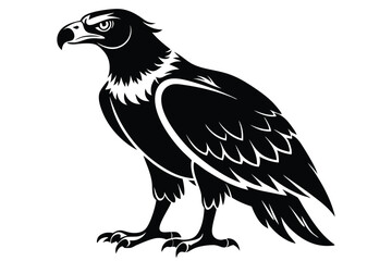 buzzard silhouette line art vector illustration with a white background