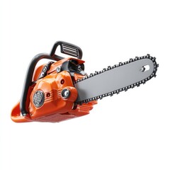 Fototapeta premium Isolated Bright Orange Chainsaw with Quality Detail and Standard Scale on Clean Background for Stock Photography Use
