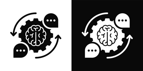 Natural Language Processing Icon White And Black Background Style