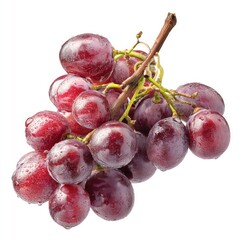 Fresh Grapes on Vine Stem Isolated Cutout High Quality Image for Food and Beverage Background
