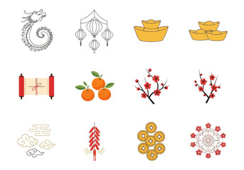 Lunar New Year Symbols Festive Graphics for Celebrations