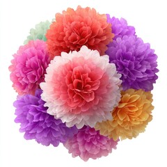 Vibrant Collection of Large and Small Tissue Paper Pom Poms in Various Colors for Festive Decorations