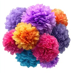Vibrant Tissue Paper Pom Poms in Various Sizes for Colorful Decor and Craft Projects