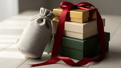 christmas gift box with ribbon