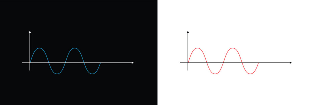 Sine wave vector illustration. Simple line drawing of sine wave. Sinusoidal wave diagram .Vector Illustration .EPS 10 .