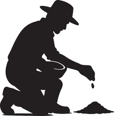 Dedicated person sowing seeds by hand cultivating future growth and harvest