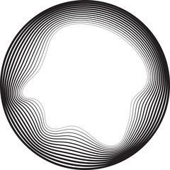 Circle line gradient blend to organic shape. Technology concept