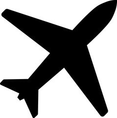 Plane icon flat, silhouette, vector illustration