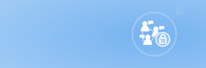 Fototapeta premium Soziales Netzwerk Verbot ab 16 Jahren Menschen Gruppe Header Copy Space Vektor svg unter 60 kB