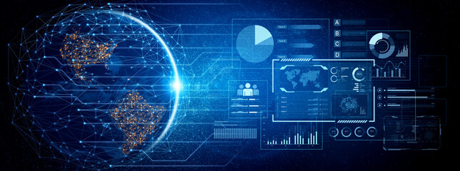 A comprehensive business intelligence dashboard for data analysis. The interface displays global metrics, team performance charts, and financial reports for strategic planning. Fermion