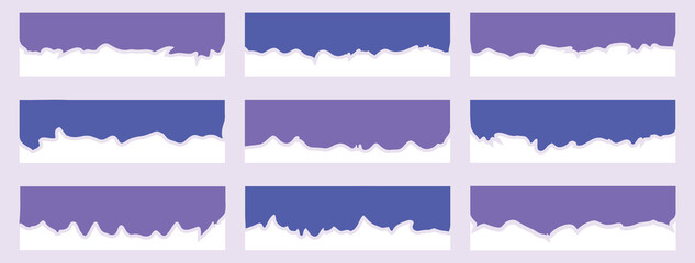 Set of abstract design colorful separator header and border for website and app. Curve Lines, Drops modern design, providing vibrant visual accents and creative background shapes for diverse projects.