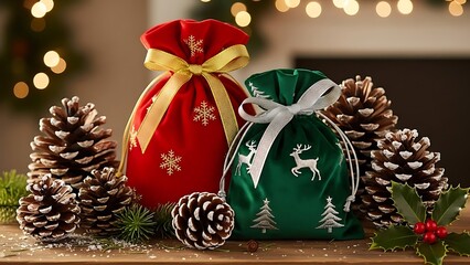 christmas decoration on a red background