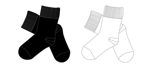 Apparel Flatlay Socks Mockup Template Vector
