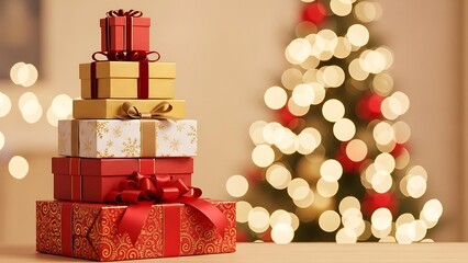 christmas gift boxes and decorations