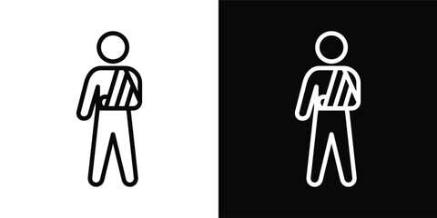 Broken Arm Icon White And Black Background Style