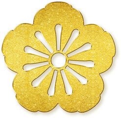 Geometric gold glitter texture flower with wheel center