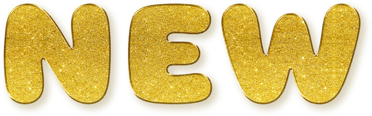 Gold glitter texture NEW word typography design © titileedzs