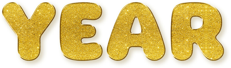 Gold glitter texture YEAR word typography design © titileedzs