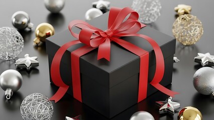 christmas gift box with balls