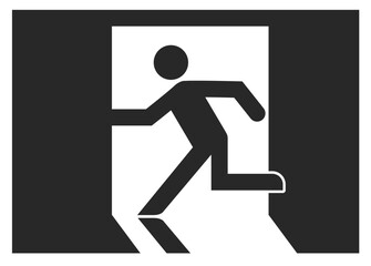 シンプルな非常口のアイコン　イラスト素材　黒
