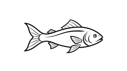 Artistic Fish illustration: A striking, black and white illustration of a fish. highlighting the simple elegance of marine life, the image, a perfect representation for educational materials.