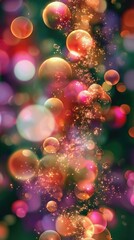 Colorful Bubbles Float in a Festive Scene During a Holiday Celebration With Lights and Joy Filling the Atmosphere