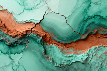 Naklejka premium Abstract Natural Stone Texture, Earthy Tones, Green and Orange Marble Design