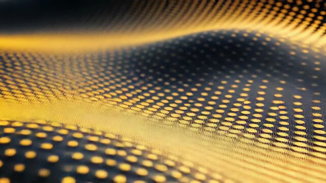 Abstract gold dots creating waving surface pattern background