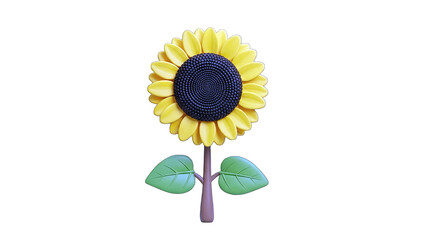 3D Rendered Sunflower on White Background