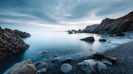 Obraz premium Free space nature background your decor. Blurred beach background green coconut palm trees. Sunny day blue sky and sunlight. Summer time. Beautiful nature sea ocean mountains and landscape, scenery