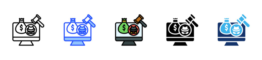 Economic Fraud Icon Collection With Multiple Styles