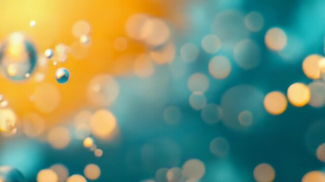 Oil and water liquid abstract background with bubbles