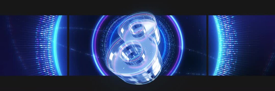 Countdown to naked-eye 3D effect with shockwave that spreads with the numbers. Countdown from 10 to 0 is accompanied by dazzling halo and flowing light. Perfect for opening videos and logo displays.