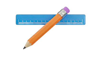 Pencil and Ruler on White Background - Education Concept