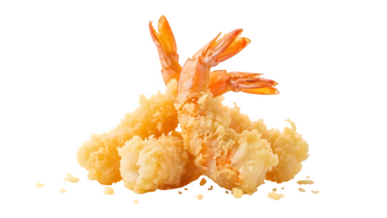 Crispy tempura shrimp, isolated on white or transparent background. PNG