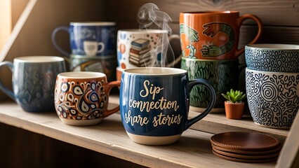 Warm Mug With Steaming Beverage And Inspiring Message