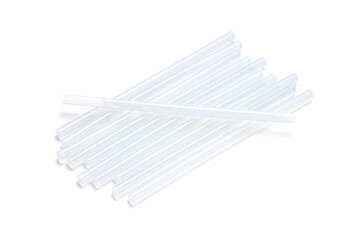 Hot melt glue sticks on white background