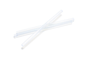 Hot melt glue sticks on white background