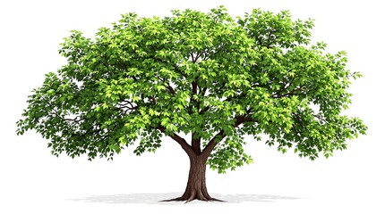 Photoreal deciduous tree with full green canopy and natural branching