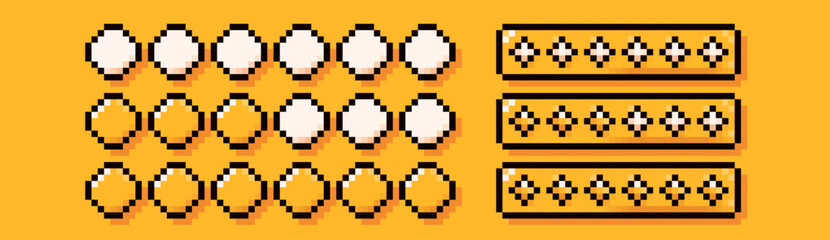 Two different game bars. Pixel art simple style.