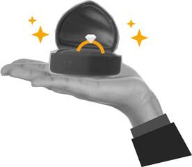 hand hold ring wedding art collage