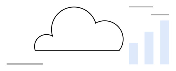 Cloud computing concept. Cloud icon with chart data storage and analytics. Cloud computing enhances efficiency, collaboration, and scalability. For technology, data management, and business solutions