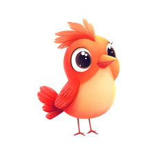 Cute Cartoon Bird with Big Eyes on Transparent Background, Perfect for Kids' Designs