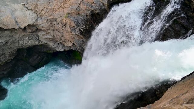 Panning View of Iskanderdarya Waterfall in the Fann Mountains